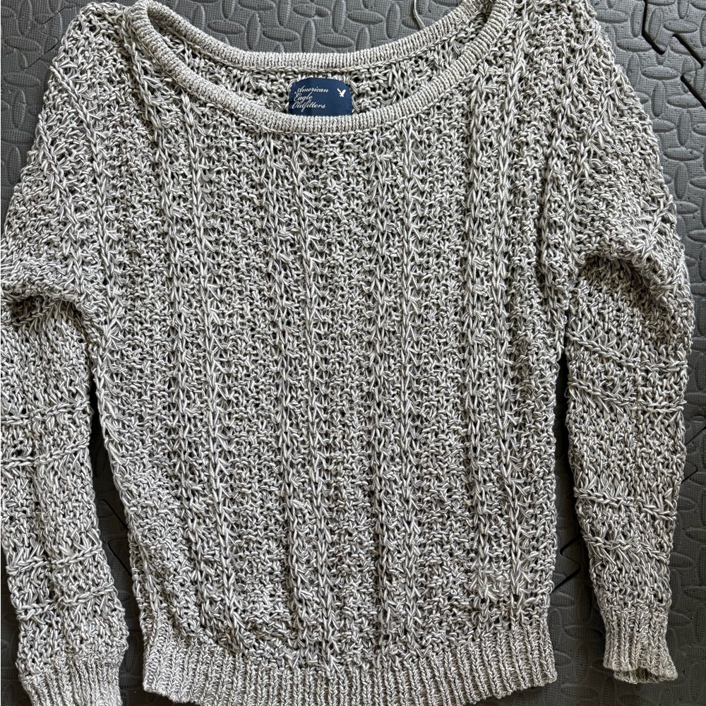 American Eagle Outfitters Textured Knit Sweater - Gray